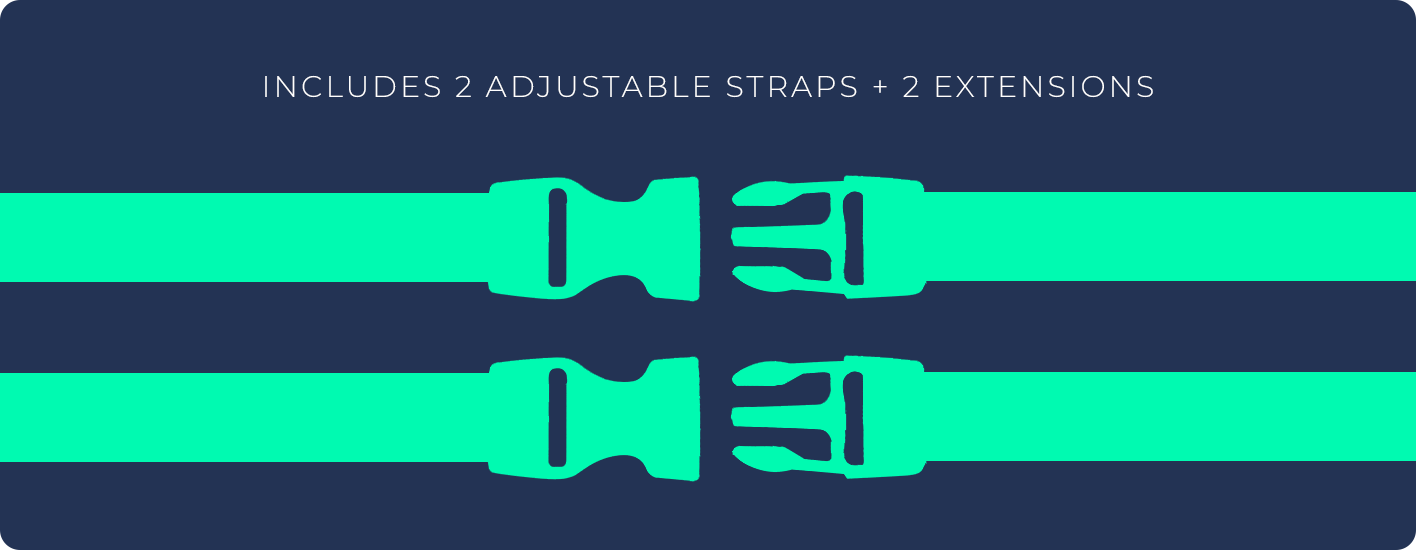 Includes 2 adjustable straps